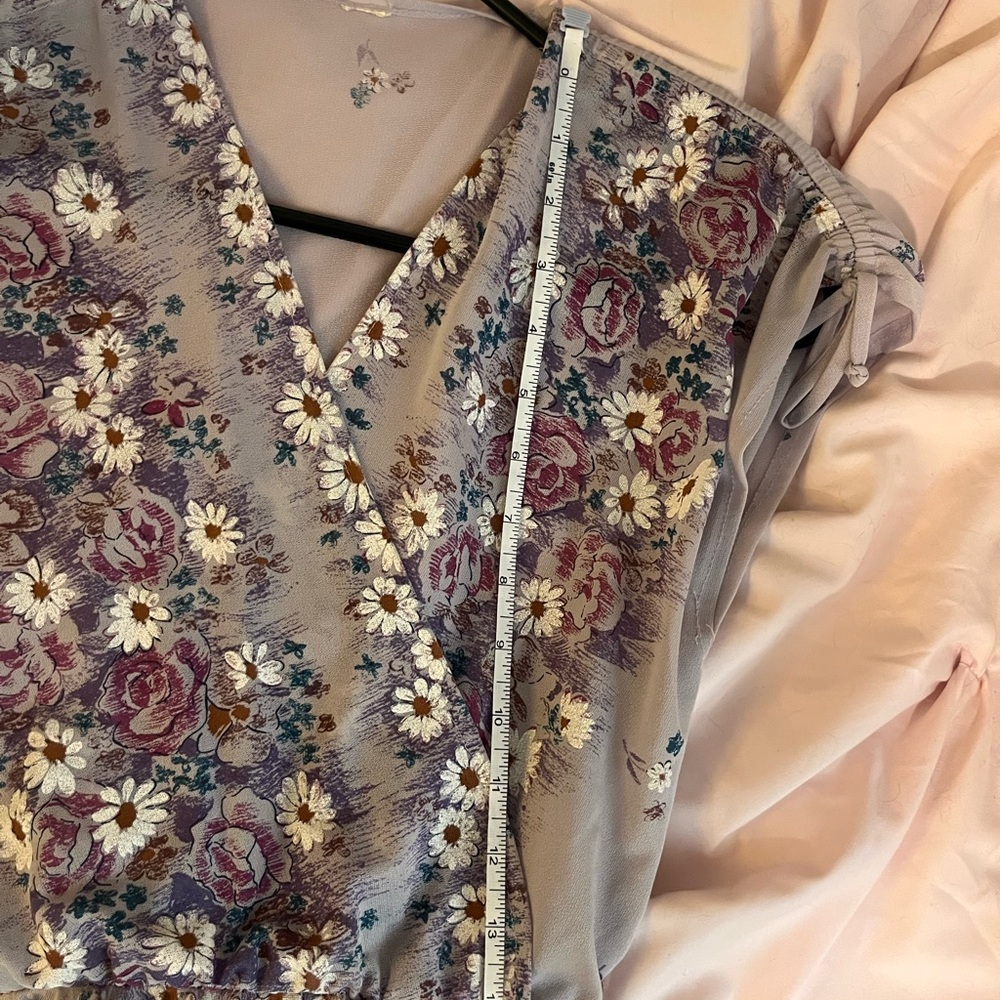 Dusty Mauve Floral Wrap Midi Dress with Self-Tie Waist - Picture 7 of 8